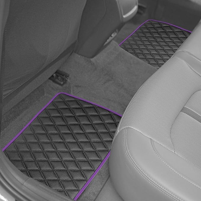 FH Group Floor Mats - Faux Leather Floor Mats for Cars, Universal Fit Automotive Floor Mats, All Purpose Car Floor Mats, PU Leather Protector Mat for Most Sedan, SUV, Truck Floor Mats Purple