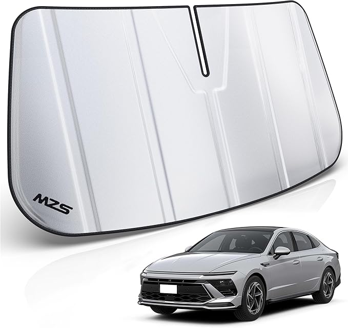 MZS Windshield Sun Shade Compatible with Sonata 2024-2026, Foldable Car Front Window Sunshade with Storage Pouch, Sedan Sun Visor Shield Accessories for Interior Protector