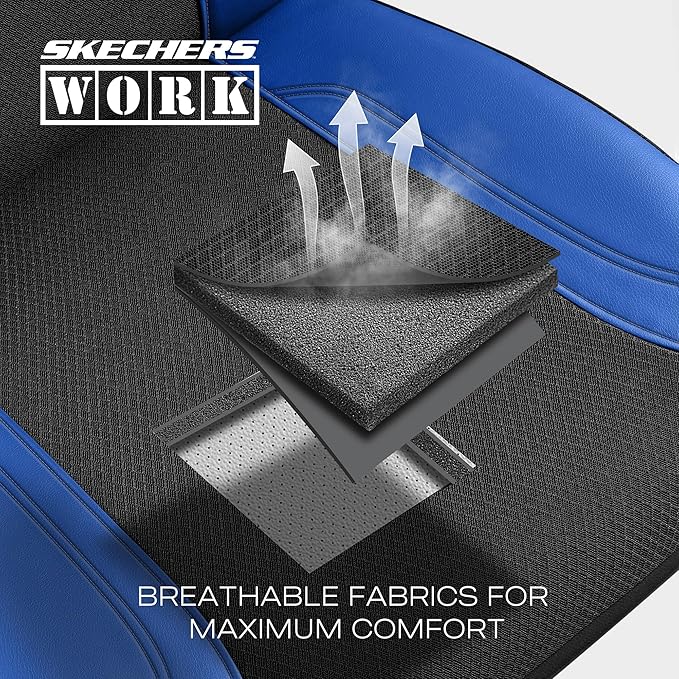 Skechers Car Seat Covers, Work Leather Seat Covers 5-Times Stronger Built-in Webbing, Oxford Fabric Front Seat Cover, Airbag Compatible, Automotive Comfort for Cars, Trucks, SUVs,Bule
