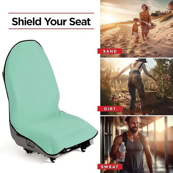 lebogner Waterproof Seat Cover, Sweating Towel for Post Gym Workout, Running, Swimming, Beach and Hiking, Universal Fit Anti-Slip Seat Protector for Cars, SUVs and Trucks, Machine Washable, Mint Green