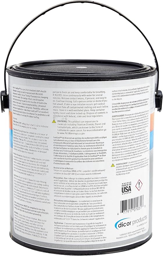 Dicor RP-IRCT-1 CoolCoat Insulating EPDM Roof Coating - Tan, 1 Gallon Can