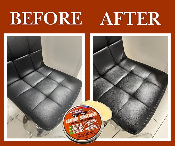 Leather UV Protector Deep Conditioner – Revive, Protect & Restore Leather – UV Shield & Water Repellent for Outdoor Use – Prevents Cracks Fading & Drying on Car Seats, Furniture, Boots, Bags & Tack