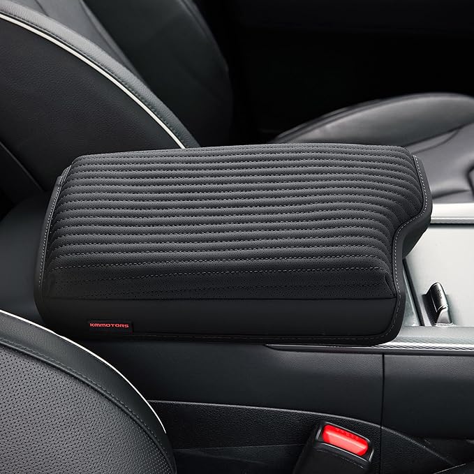 KMMOTORS Center Console Cover for Palisade 2023, 2024, 2025 – Thick Armrest Cushion Pad, Interior Accessories Protector, Funda de Consola para Palisade (Black, Facelift Design)
