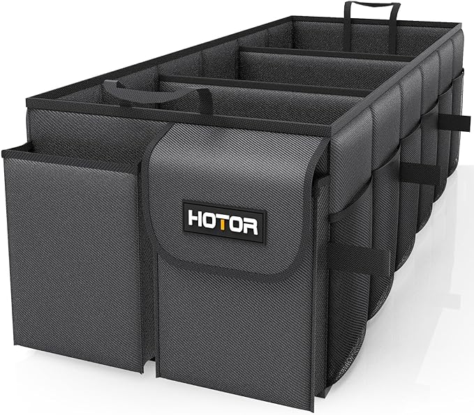 HOTOR Trunk Organizer for Car - Car Organizer, Foldable Trunk organizer for SUVs & Sedans, Sturdy Organization for Car Accessories, Tools, Sundries, Black, 3 Compartments, 31.9"×12.6"×10.6"