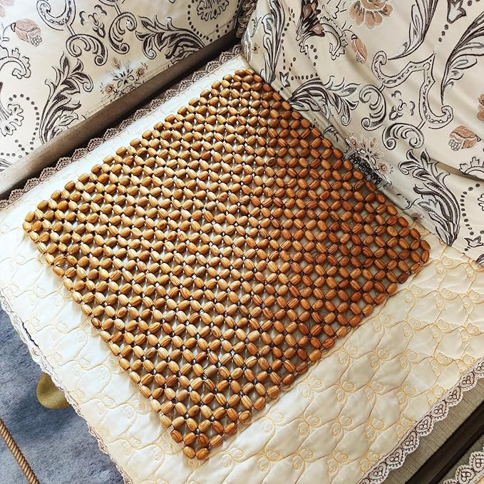 HJJKKH Natural Wood Beaded Seat Mat, Summer Office Chair Seat Cushion, Cooling Breathable Car Seat Cover Cushion for Vehicle Supplies Home Sofa Pads