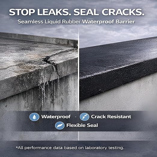 Crystal Clear Invisible Waterproof Agent - Elastic Liquid Rubber Waterproof Sealant for Shower, Tile & Bathroom Repair - Transparent Leak Stopper for Windows & Masonry - UV Resistant - 1 Quart