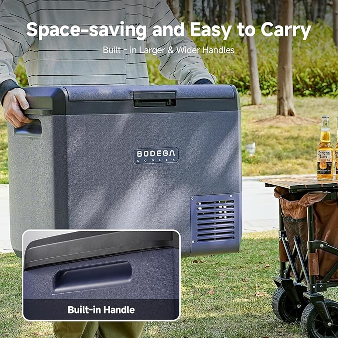 BODEGA COOLER 12v Car Refrigerator, 63QT(60L) IPX4 Waterproof Electric Cooler, APP Control Car Fridge with 12/24V DC 110-240V AC, -4℉~68℉, Portable Freezer for Truck Van RV Camping, Travel,Home