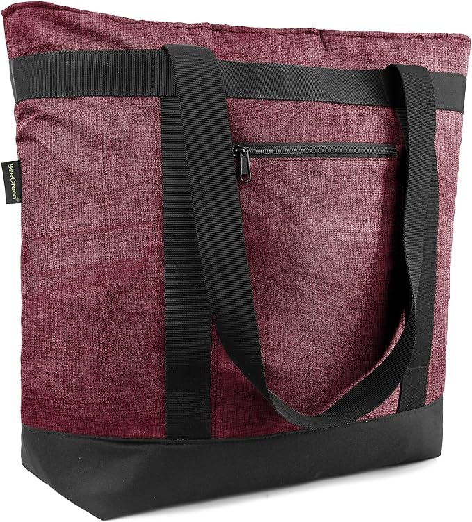 BeeGreen Insulated Cooler Bag with Handles Oversized Sturdy Leakproof Freezer Shopping Tote for Groceries Heavy Duty Thermal Food Delivery Bag Burgundy