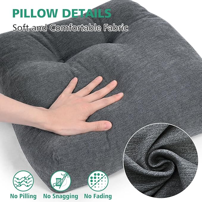 Shinnwa Lumbar Support Pillow for Office Chair, Memory Foam Back Support Pillow for Back Pain Relief, Car, Chair and Couch, 17.5x15x4.5in, Charcoal