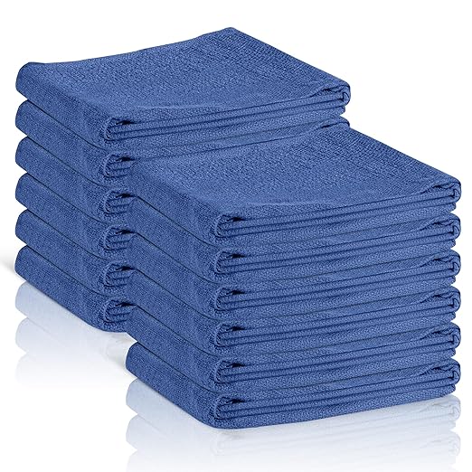 Surgical Towels for Cleaning Huck Towels 12 Pack 100% Cotton Size 15x25 Blue Cleaning Rags for Kitchen, Bar, Home, Windows, Industrial Shop, Glass Super Absorbent Lint Free Commercial Grade