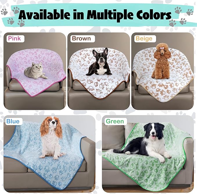 Stuffed Small Beige Premium Soft Dog Blanket, with Flannel Beige Cute Paw Print, 24 * 32 inches, Cat Blanket Puppy Supplies Poodle‌ Dog Products Stuff Essentials