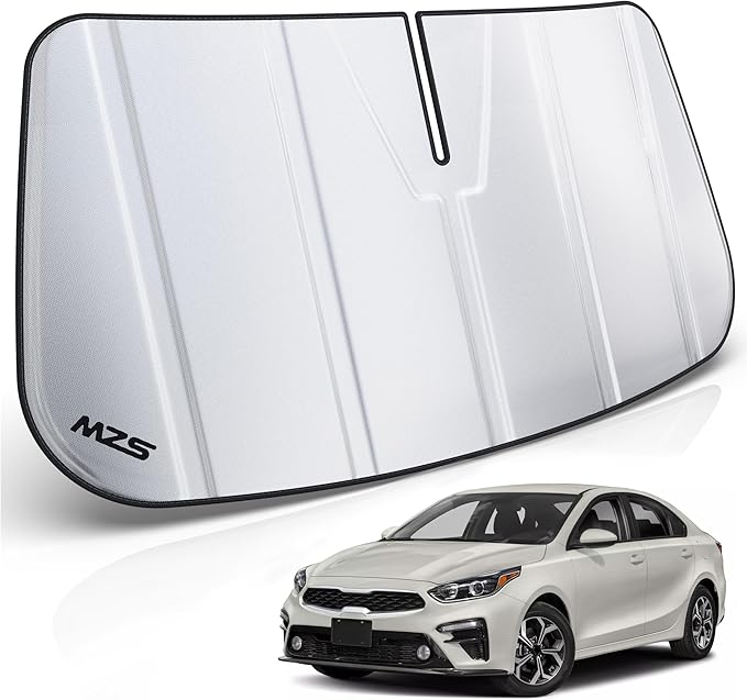 MZS Windshield Sun Shade Compatible with Forte 2019-2024, Foldable Car Front Window Sunshade with Storage Pouch, Sedan Sun Visor Shield Accessories for Interior Protector