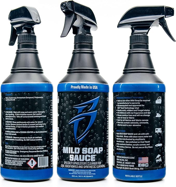 Bling Sauce Mild Soap Sauce Premium Upholstery and Vinly Cleaner with UV Inhibitors, for Boats, Cars, RVs, 32 oz