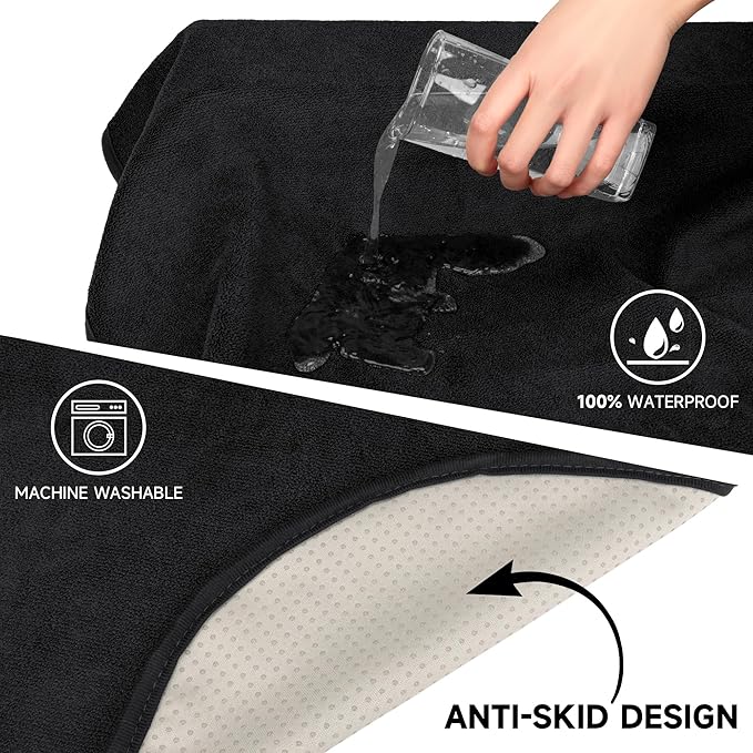 Car Seat Covers 1 Pack Black Waterproof Towel Car Seat Cover Universal Fit for Most Trucks SUV Fitness Athletes Pets Gym and Water Sport