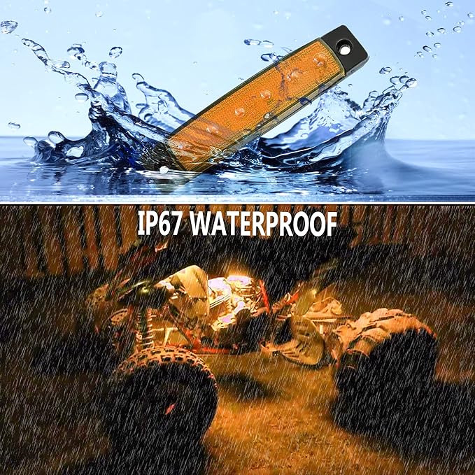 10Pcs LED Rock Lights Waterproof 3.8" Amber Underglow Kit, Fender Wheel Well, Car Exterior Side Marker for Wrangler, Snowmobile, Truck, Golf Cart, RV, SUV, Offroad