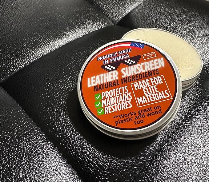 Leather UV Protector Deep Conditioner – Revive, Protect & Restore Leather – UV Shield & Water Repellent for Outdoor Use – Prevents Cracks Fading & Drying on Car Seats, Furniture, Boots, Bags & Tack