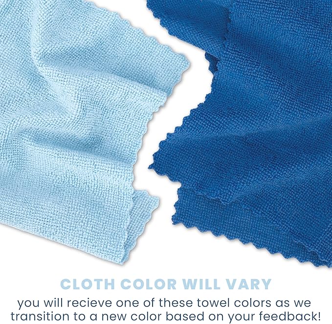 S&T INC. 50 Pack Microfiber Cleaning Cloth with Box, Bulk Towels for Home, Reusable Microfiber Towels for Cars, Cleaning Rags, Blue Color will Vary, 190gsm, 11.8 Inches x 11.8 Inches, 50 Count