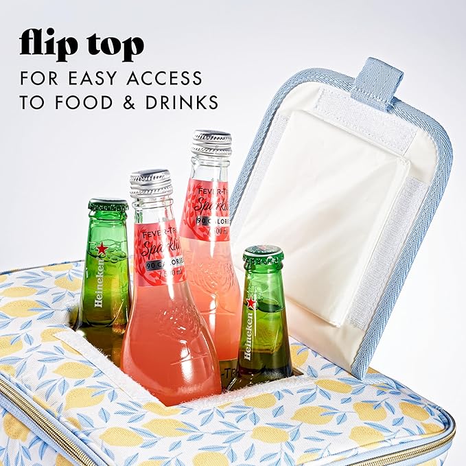 Fit & Fresh, 24-Can Soft Cooler Bag Insulated Leak-Resistant, Portable Soft Cooler, Large Cooler, Soft Sided Cooler Bag, Travel Cooler, Lemon Vines