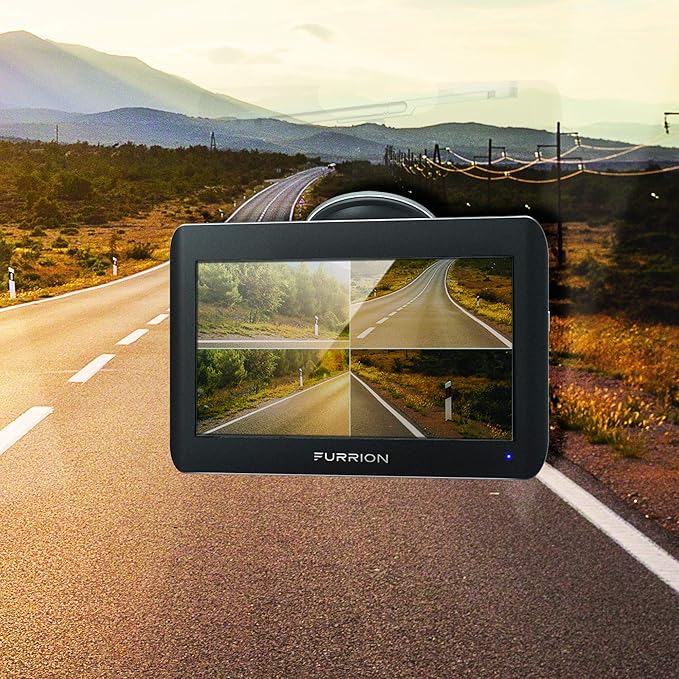 Furrion Vision S 4-Camera Wireless RV Backup System with 7-Inch Monitor, 1 Rear Sharkfin, 1 Doorway Security, 2 Side Cameras, Infrared Night Vision, Wide-Angle View, Hi-Res, Waterproof - FOS07TAPM