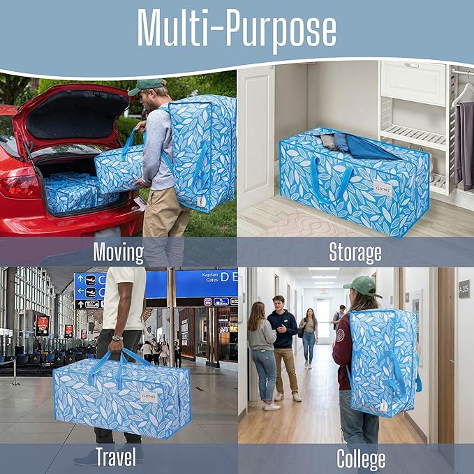 VENO 10 Pack Heavy Duty Moving Bags with Backpack Straps, Zippers & Handles, Extra Large Packing Bags for College Dorm Essentials, Moving Supplies Alternative to Cardboard Moving Boxes