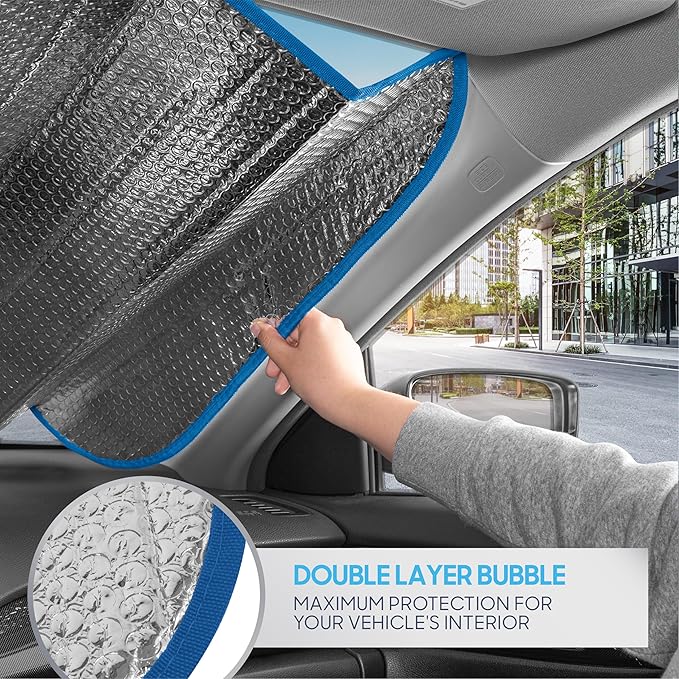 BDK Colorful Rainbow Tie Dye Windshield Sunshade for Cars - Multi-Colored Double Bubble Accordion Folding Sun Shade for Car Truck SUV – Car Sun Visor Protector to Keep Your Vehicle Cool - 58 x 27