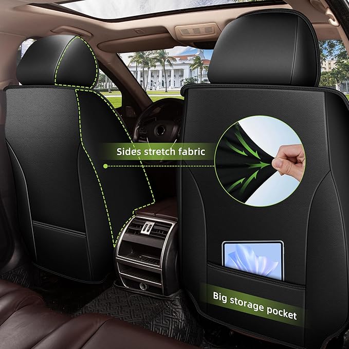 AOMSAZTO Car Seat Cover for Chevrolet Chevy Trax 2024 2025 2026 Full Set, Leather Car Seat Protector Waterproof, Non Slip Car Seat Cushion, Interior Seat Covers Automotive Accessories - Black&Grey