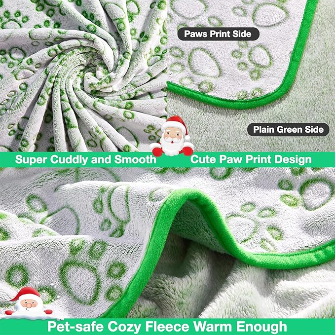 Green Throw Dog Blanket for Puppy Gifts, Dog Stuff Used for Pet Beds, Washable Soft Puppy Essentials Accesssories