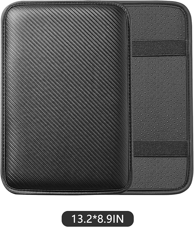 Car Armrest Covers, Vehicle Center Console Cover, Middle Storage Pads, Dog & Cat Paws Protetor, Carbon Fiber PU Leather, Waterproof, Anti-Slip, Auto Interior Accessories, Black, Size M