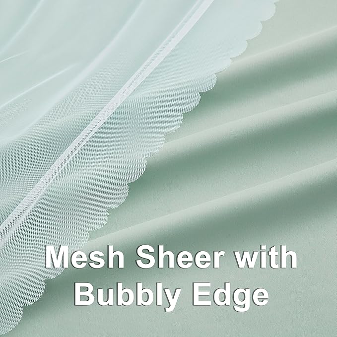 Bujasso Aqua 80% Blackout Curtains with Sheer Overlay Mix and Match Double Layer Thermal Insulated Window Panels 63 inch for Living Room Bedroom Mint Green Drapes with Tiebacks Grommet Top 37"Wx63"Lx2