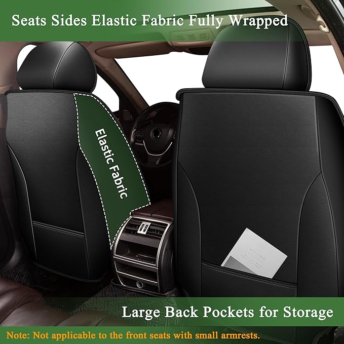 Bling Diamond Embroidered Seat Covers for Nissan Rogue Sport 2017-2022, Full Set 5 Seats, Sparkle Rhinestone Breathable Perforated Faux Leather Car Seat Covers for Women (Black)