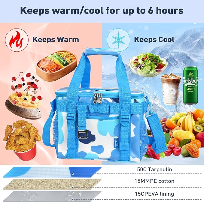 Tirrinia Soft Cooler Bag 24 Cans, Insulated Leakproof Portable Cooler with Lightweight & Adjustable Strap - Small Beach Cooler for Camping, Travel, Car, Picnic, Lunch Cooler Box
