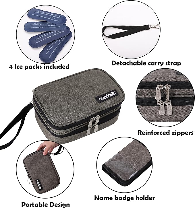 apollo walker Insulin Cooler Travel Case Diabetic Medication Cooler with Ice Packs and Insulation Liner