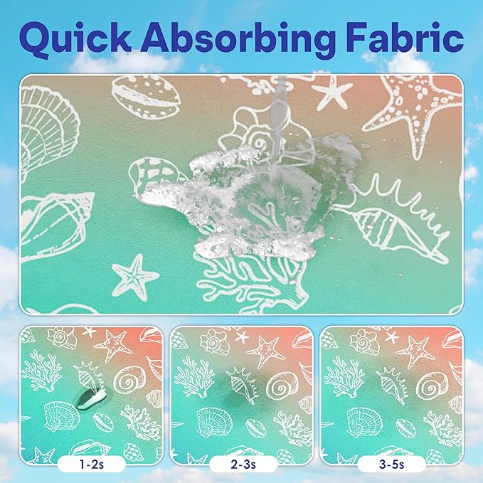 2 Pack Car Seat Towel Covers, Sweat Protector for Front Seats, Premium Thickened Microfiber with Elastic Strap, Breathable & Quick Dry, Machine Washable Cover for Gym Running Universal Fit Seashell