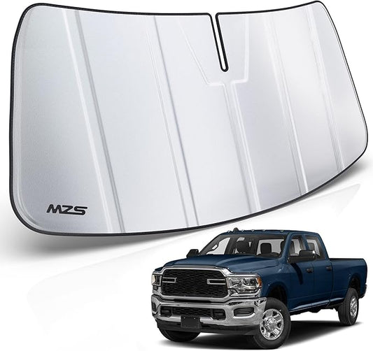 MZS Windshield Sun Shade Compatible with Ram 2500/3500/4500/5500 2019-2026 with 5 inch Wide Sensor, Foldable Truck Sun Shade Shield Accessories, Front Window Visor Sunshade for Interior Protector