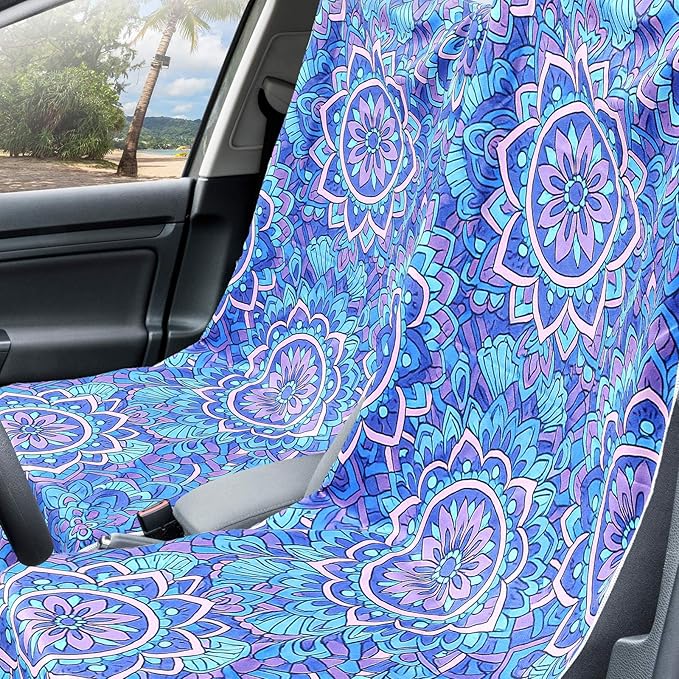 2 Pack Car Seat Towel Covers with Storage Bag 63 x 32 Inch Athletic Running Towel Seat Sweat Washable Non Slip Cover Gift for Car Outdoor Sport Activities (Mandala)