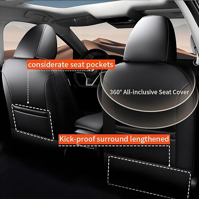 AOMSAZTO Car Seat Cover Fit for Nissan Altima 2019 2020 2021 2022 2023 2024 2025 (S SV SR Platinum) Full Set Customized Faux Leather Seats Cover Black