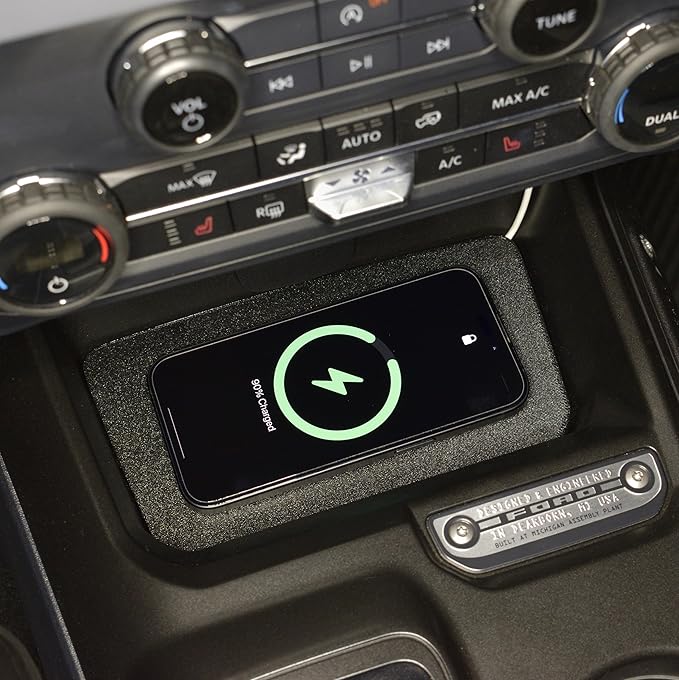 Center Console Wireless Charger Mount Compatible with Ford Bronco 2021 2022 2023 2024 - Cell Phone Holder for Automatic Transmission Bronco Only
