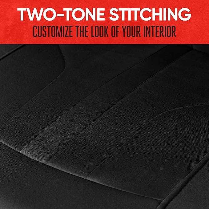 Motor Trend Black Cloth Car Seat Covers for Front Seats – Premium Automotive Bucket Seat Covers, Made for Vehicles with Removable Headrests, Interior Covers for Car Truck Van SUV