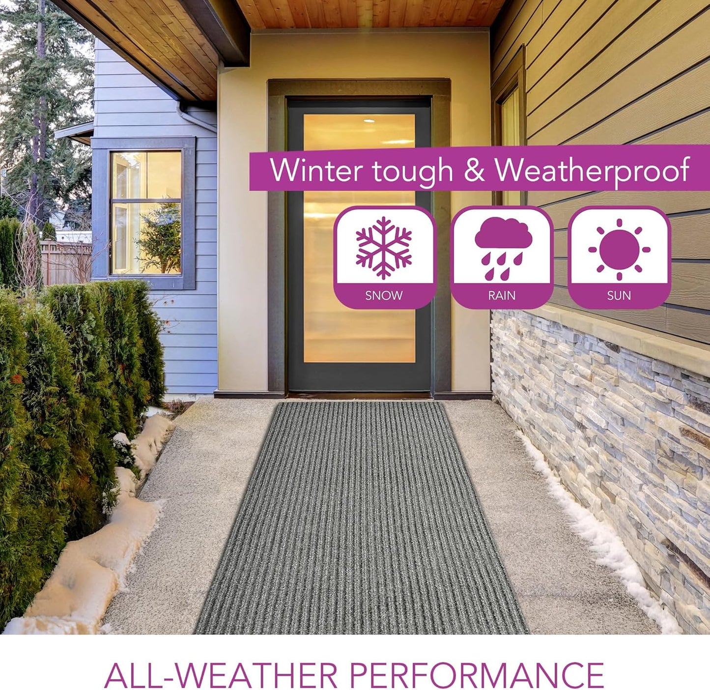 iCustomRug Spartan Weather Warrior Duty Indoor/Outdoor Utility Ribbed in 3ft,4ft,6ft Widths 70 Custom Sizes with Natural Non-Slip Rubber Backing 4'X68' in Grey
