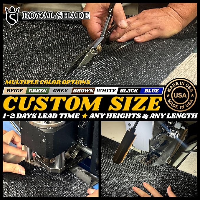 Royal Shade Custom Size 6' x 32' Black Fence Privacy Screen Windscreen Cover Netting Mesh Fabric Cloth - Cable Zip Ties Included (We Make Custom Size)