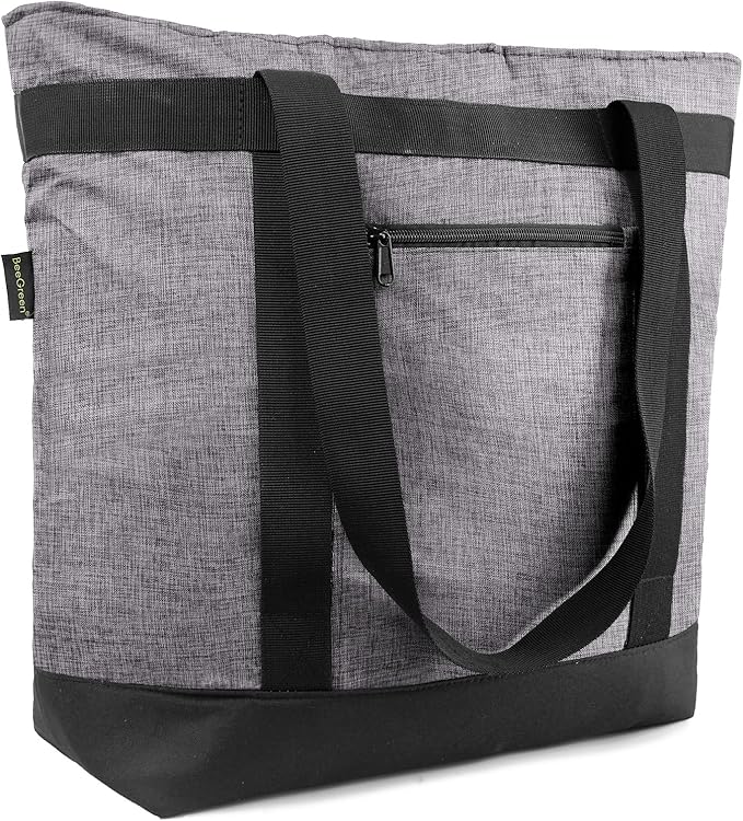 BeeGreen Insulated Cooler Bag with Handles Oversized Sturdy Leakproof Freezer Shopping Tote for Groceries Heavy Duty Thermal Food Delivery Bag Charcoal