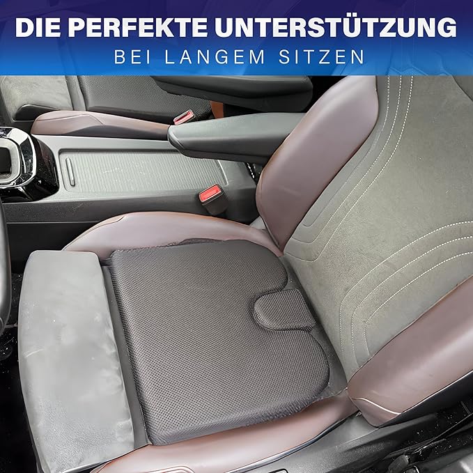 Healthfix® Car Seat Wedge Cushion | Orthopedic Memory Foam Car Seat Wedge Pillow for Driving Comfort & Posture | Seat Riser Cushion for Short Drivers & Back Pain Relief (Soft (99–150 lbs))