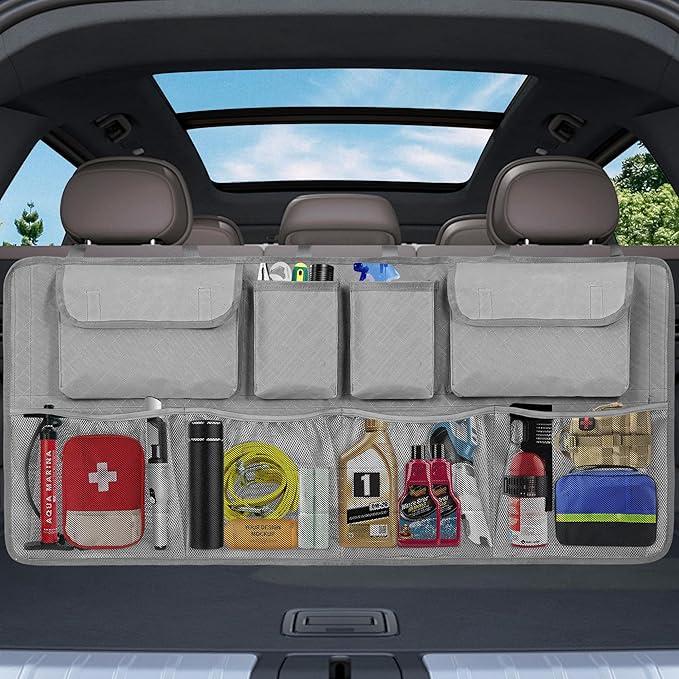 Car Trunk Organizer and Storage, Large Capacity Backseat Hanging Storage Accessories, Backseat Car Organizer for SUV/MPV/Truck (Dimgrey)