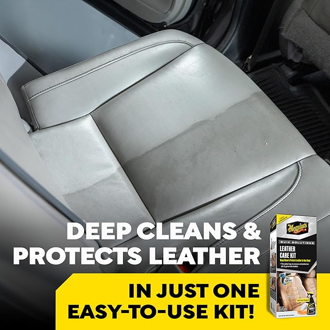 Meguiar's Leather Care Kit,This Car Care Kit Includes a Premium Car Leather Cleaner and Conditioner, Drill Backing Plate, Cleaning Disc, Microfiber to Effectively Deep Clean, Nourish & Protect, Kit