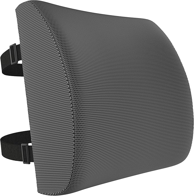FORTEM Lumbar Support Pillow for Office Chair, Lumbar Support Pillow for Car, Back Rest for Gaming, Memory Foam Pillow, Desk Chair Cushion, Breathable & Washable Cover, Adjustable Straps