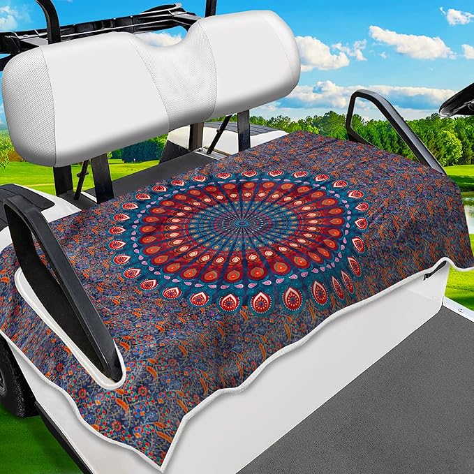ENYORSE Golf Cart Seat Covers - Ethnic Style Golf Cart Towel Blanket for 2/4 Seater, Soft & Breathable Microfiber, Keeps Seats Cool & Comfortable, 51”x31”, Fits EZGO/Yamaha/Club Car