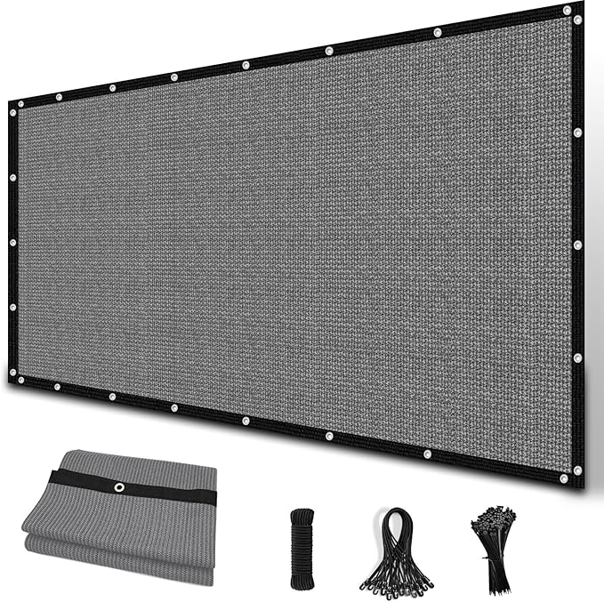 Amagenix 90% Sun Shade Cloth with Grommets, 4' x 10' Pergola Replacement Shade Cover Canopy Privacy Screen for Outdoor Patio Garden, Gray (We Customized)