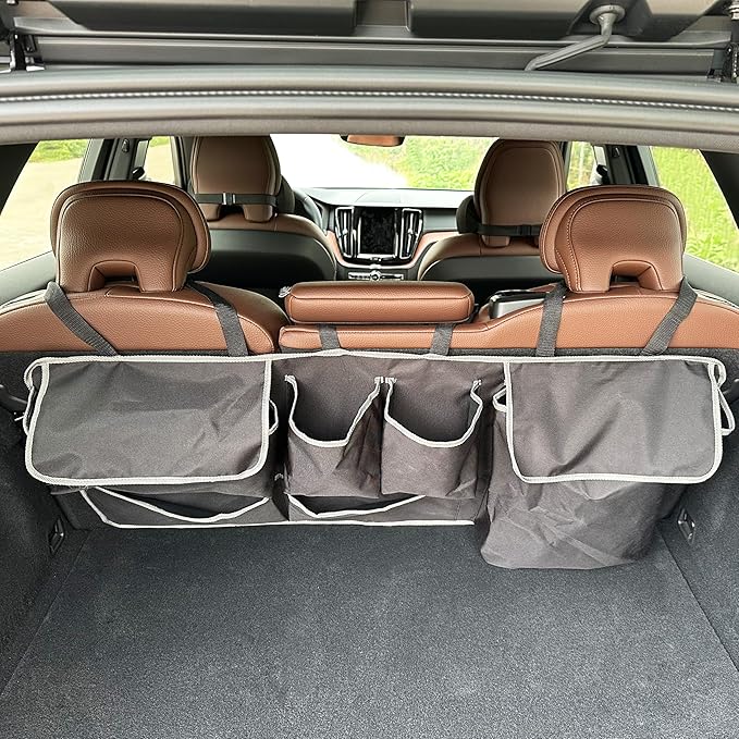 Car Backseat Trunk Organizer Hanging Bag, Car Interior Storage Organizer Accessories with 6 Nylon Fabric Pockets,Offer Enough Storage Space and Save More Storage Space for SUV,Jeep,MPV
