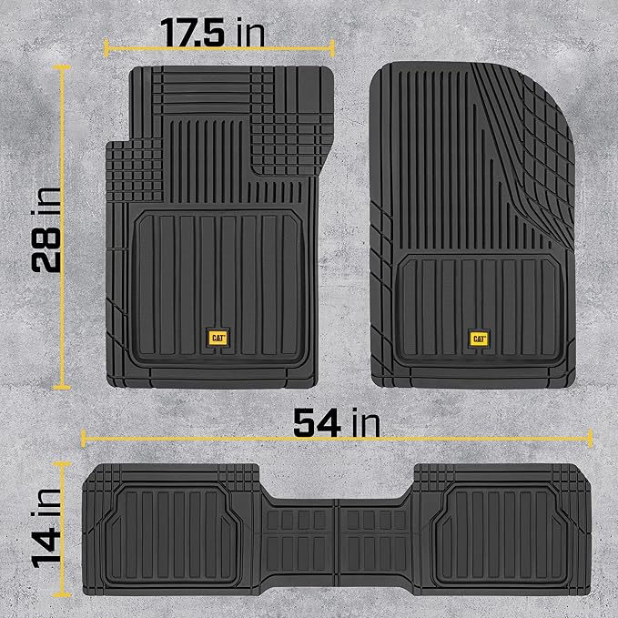 CAT® Car Mats Full Set - Automotive Floor Mats & Cargo Liners & SUV Floor Mats - Car Floor Mats All Weather Trim-to-Fit Rubber Universal Car Mats & Trunk Cargo Liners Black Floor Mats for Mini-Van