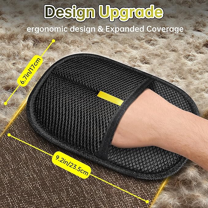 Electrostatic Pet Hair Remover Glove, Reusable Cat Dog Electrostatic Hair Remover Grooming Glove Brush Tool, Suitable for Sofas, Clothing, Carpets, Curtains (Black-2Pcs)